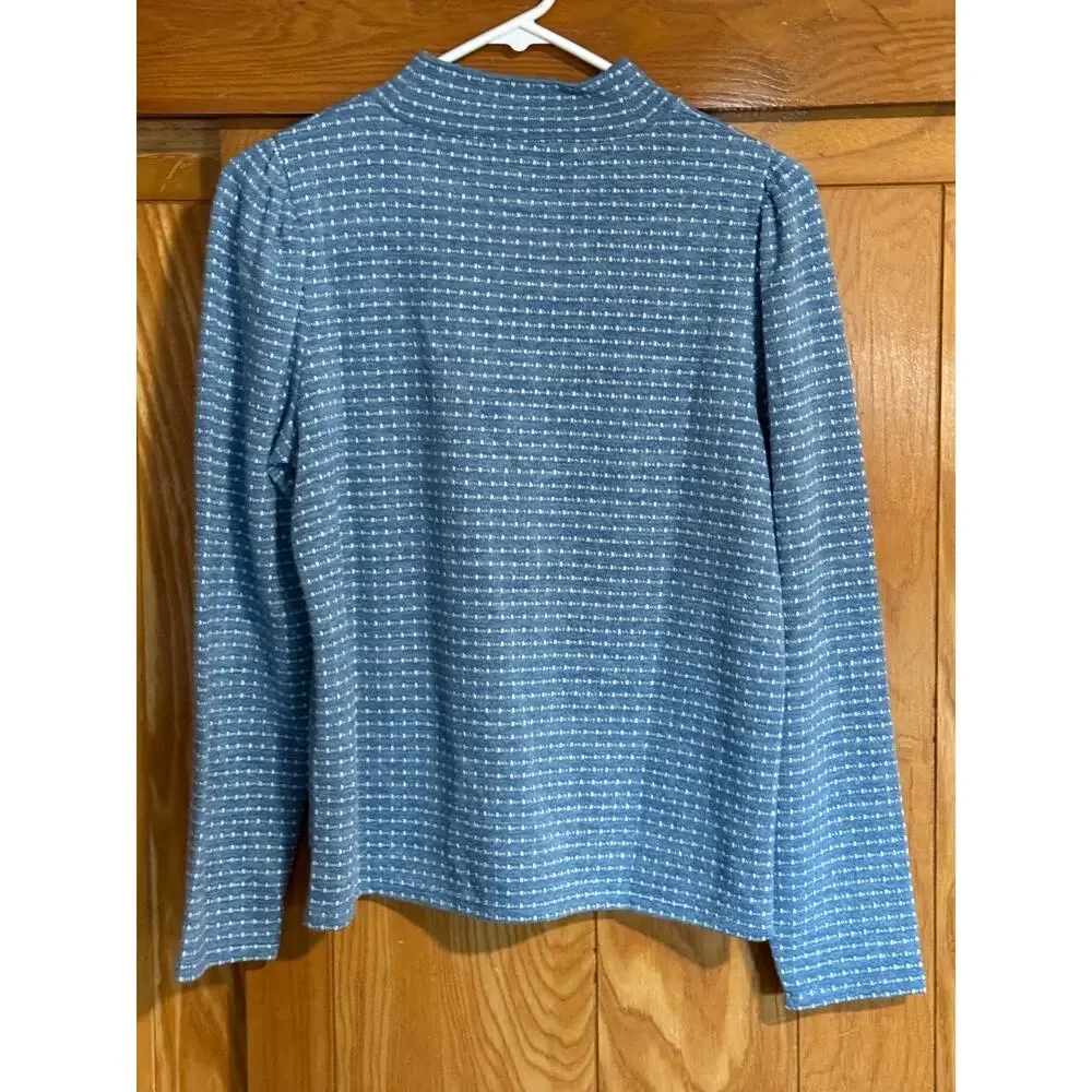 Madewell Jacquard Puff-Sleeve Mockneck Top in Blue - Size M